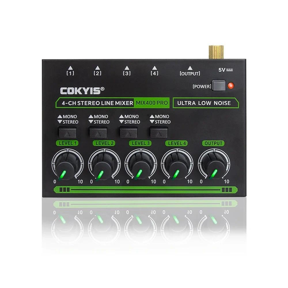 Professional Sound Mixer 4 Channel Mixer Stereo Converters LED Mixer Low Noise Sound 4 Input 1 Outpu