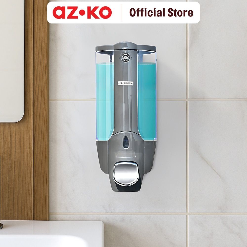 ZA13WD AZKO Krisbow 380 ml Dispenser Sabun Cair Manual - Abu-Abu Liquid Soap Container Tabung Tempat
