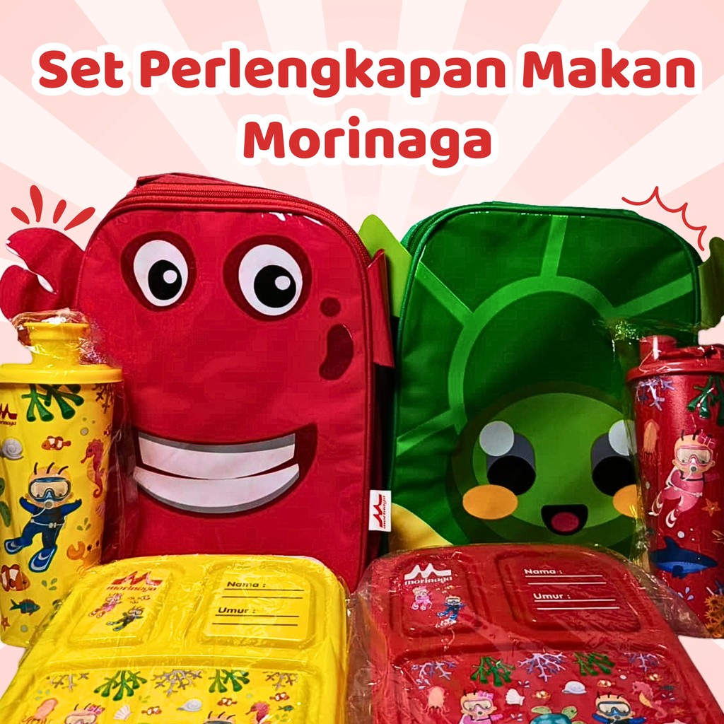 Lunch Set Morinaga Set Tempat Bekal Makan dan Botol Minum Morinaga Tas Anak Perempuan Laki Laki
