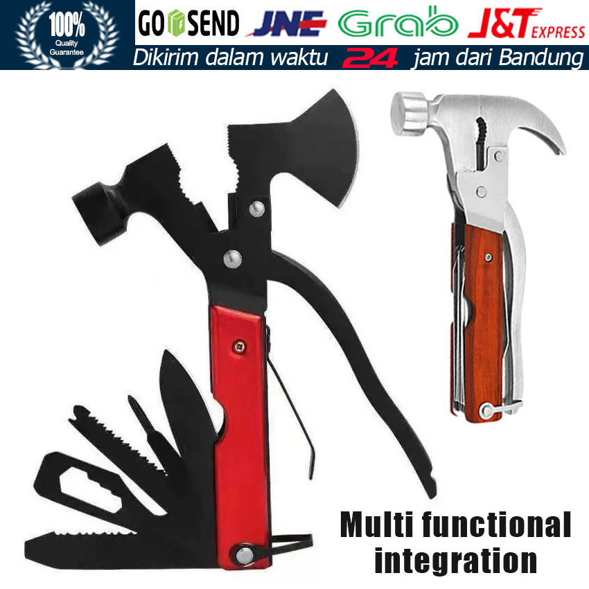 Palu Kapak Multifungsi 16 in 1 Baja Karbon Tinggi / Multitool Survival Anti Karat / Perkakas Darurat