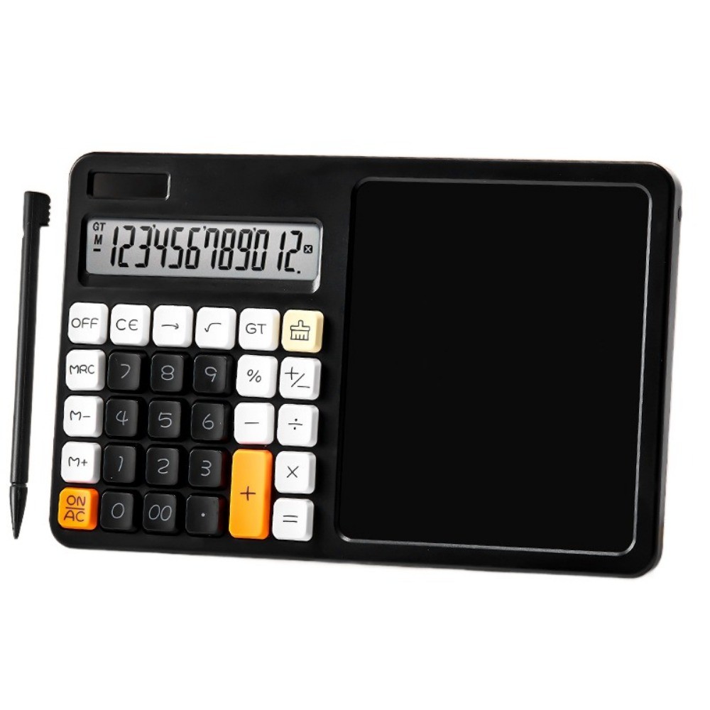 

Large LCD Display Calculator with Writing Board Solar Powered Erasable 12 Digit Solar Calculator Large Button with Stylus