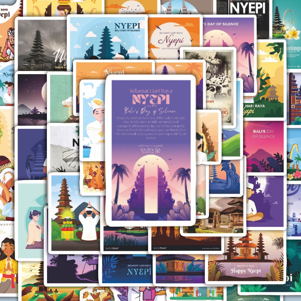 

100PCS Lucu Stiker Tema Nyepi V1 Stiker Aesthetic Stiker Anti Air Stikers Berperekat Waterproof sticker decal buat Motor Helm Buku Journal Koper Casing HP Laptop Botol Minum Hadiah anak