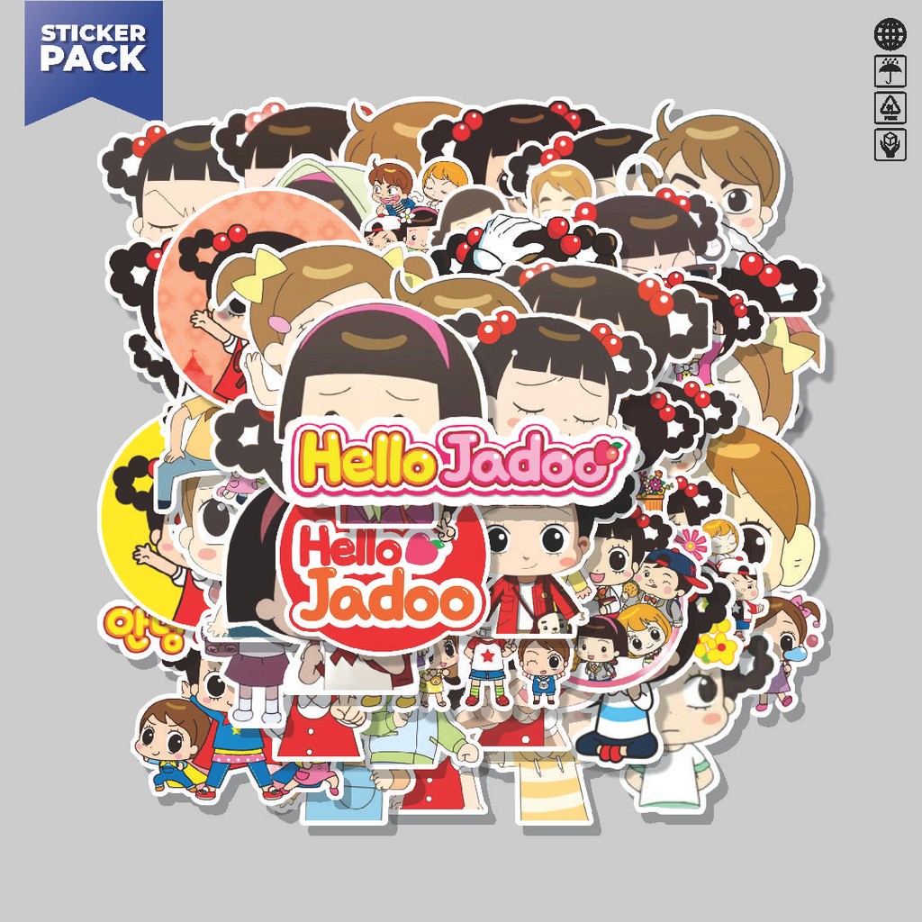 

[100PCS]Stiker Pack Stiker Kartun Hello Jadoo Aesthetic Vinyl Anti Air Dekorasi Sticker Laptop Buku Journal Koper Helm Casing HP Gitar Helm Skateboard