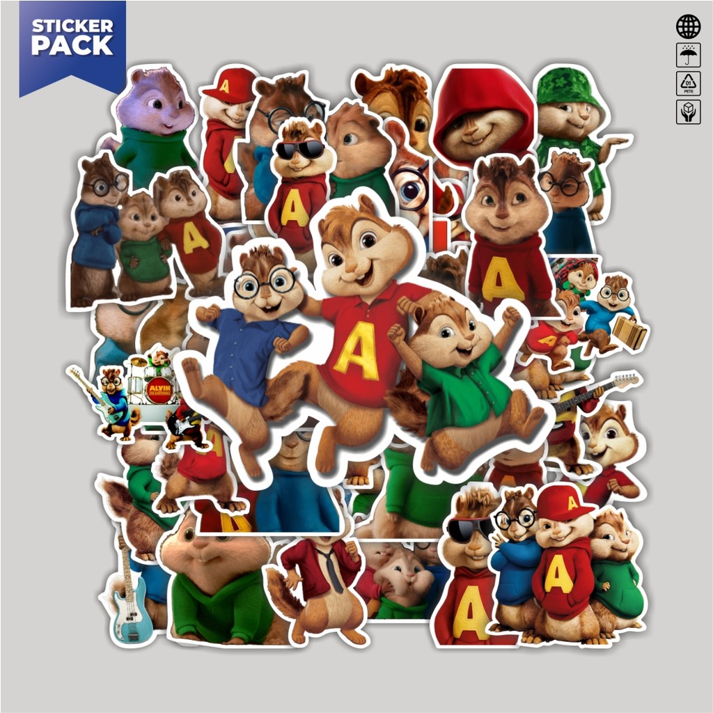 

[100PCS]Stiker Pack Stiker Kartun Alvin & The Chipmunk Aesthetic Vinyl Anti Air Dekorasi Sticker Laptop Buku Journal Koper Helm Casing HP Gitar Helm Skateboard
