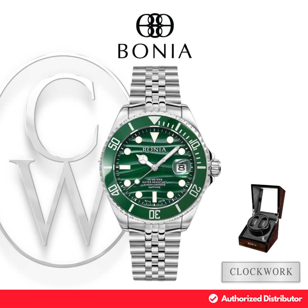 Jam Tangan Pria Bonia Noble Men BNB10718-1396LE Rantai Jubilee Watch Contemporary 2 Straps Set Autom