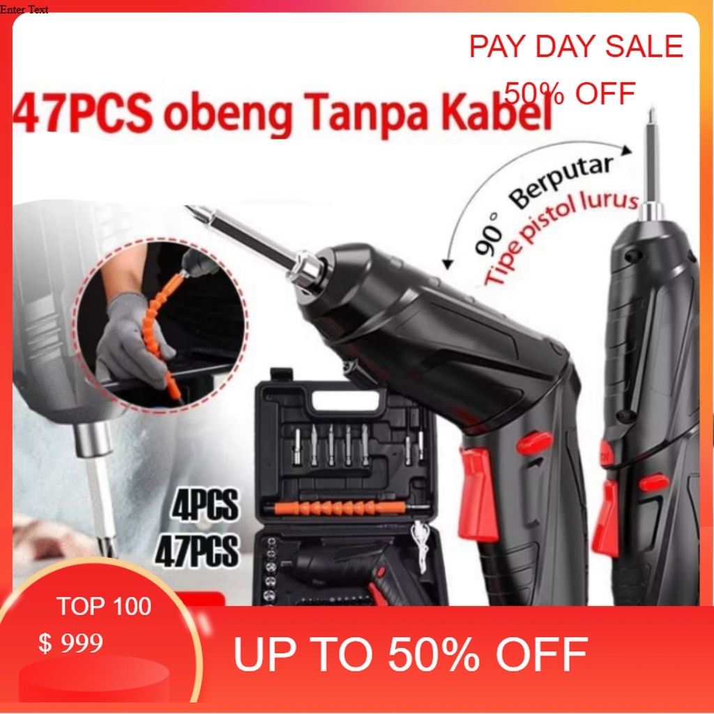 Mesin Obeng Listrik Bor Cordless Folding Mesin Bor Elektrik Tanpa Kabel Satu Set Koper Mesin Bor Mod