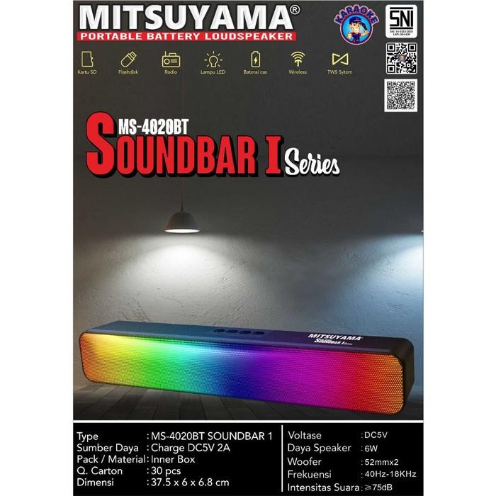 MITSUYAMA Portable Battery Loudspeaker SOUNDBAR 1 SERIES MS-4020BT sudah bisa KARAOKE