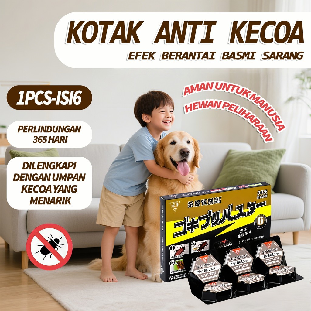 Kotak Anti Kecoa / Obat Pembasmi Kecoa Black Cap Per satu kardus isi 6 pcs Racun Umpan Pembunuh Obat