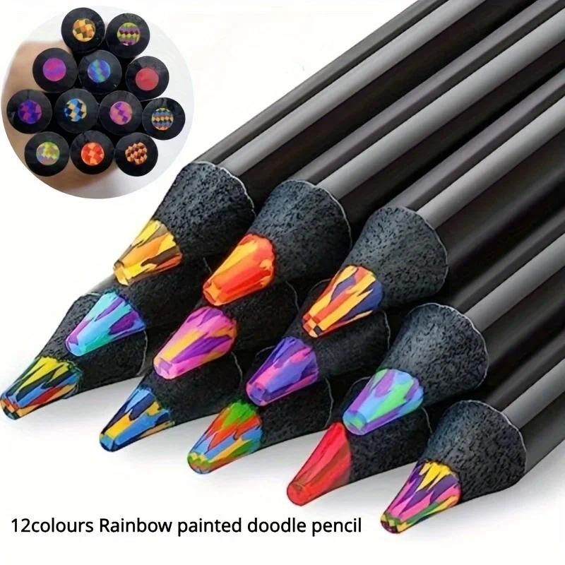 

12pcs Gradient Color Wooden Colored Rainbow Pencils