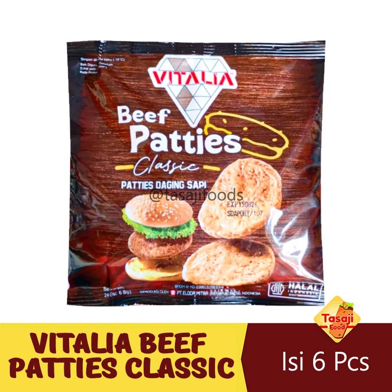 

Vitalia Beef Patties Classic 240 gram isi 6 Pcs Asfar