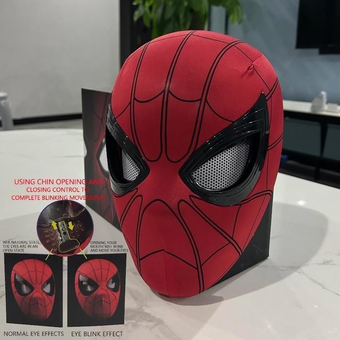 【Duffy toys】（Bisa Berkedip）Topeng Spiderman Mask / Topeng Mask Spiderman Headgear Superhero Chin Con