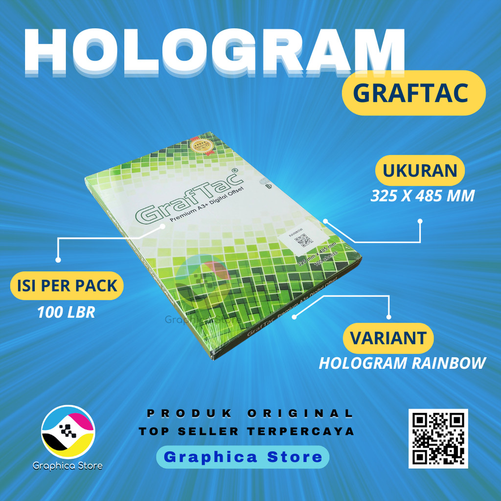 GRAFTAC Sticker Hologram | Hologram Vinyl Laser A3 Hologram Rainbow Sticker | Sticker Pelangi Label
