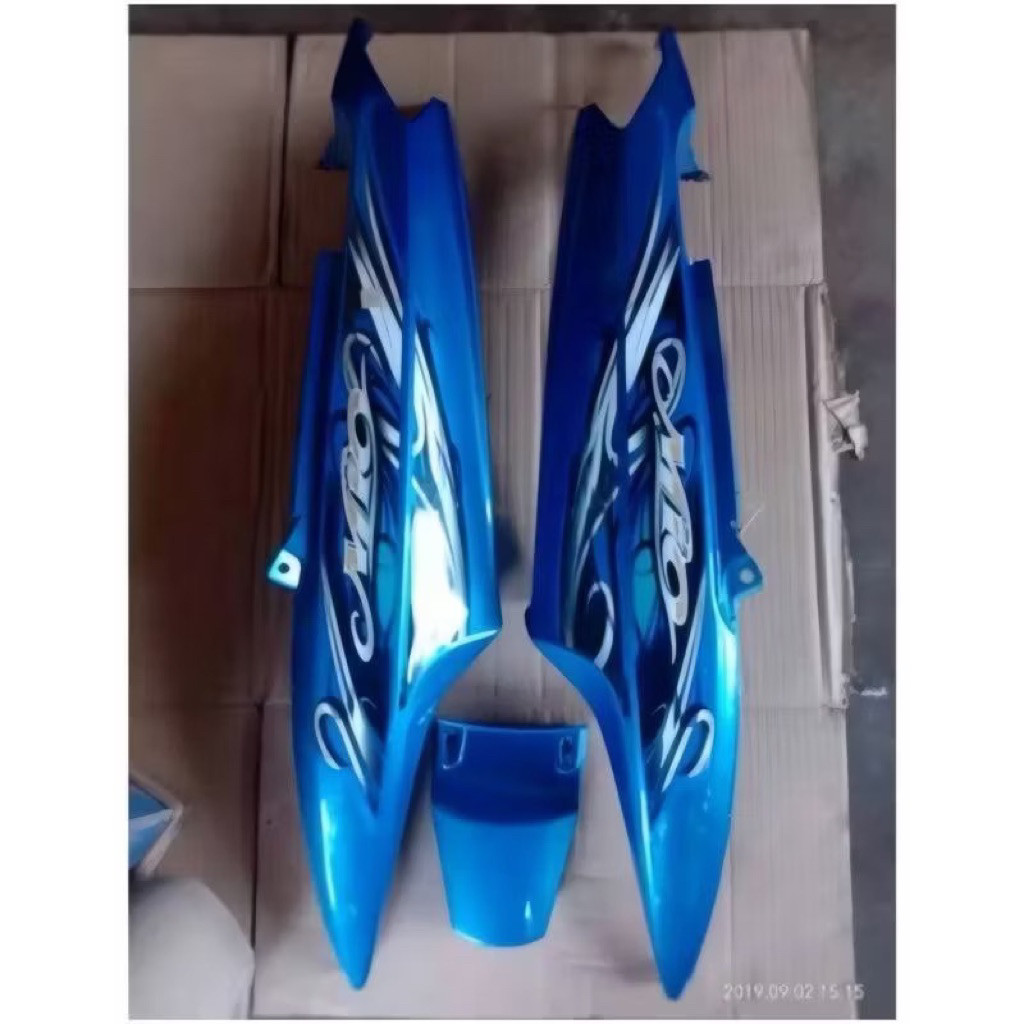 body mio Body Belakang Cover Kanan Kiri Mio Smile 2008-2011 Plus Striping Warna Biru