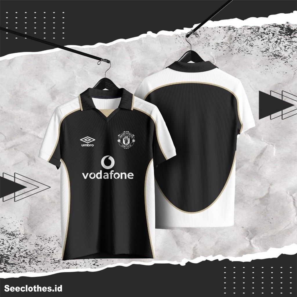 Jersey Vintage Seeclothes.id Manchester United Fantasy Hitam Putih 3rd 2001/2002