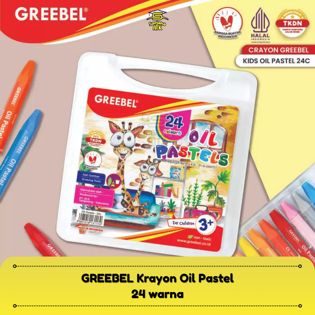 

GREEBEL Krayon Warna Anak / Crayon Kids Oil Pastel 24 (KOP24) Crayon Set Mewarnai Professional 24 Warna