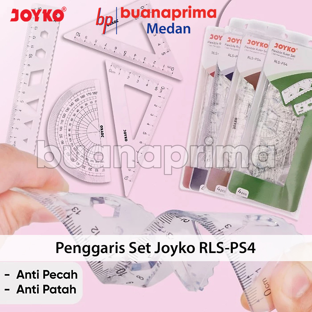 

Penggaris Set Joyko RLS-PS4 Rol Flexible Busur Segitiga Isi 4 Pcs Per Set Fleksibel
