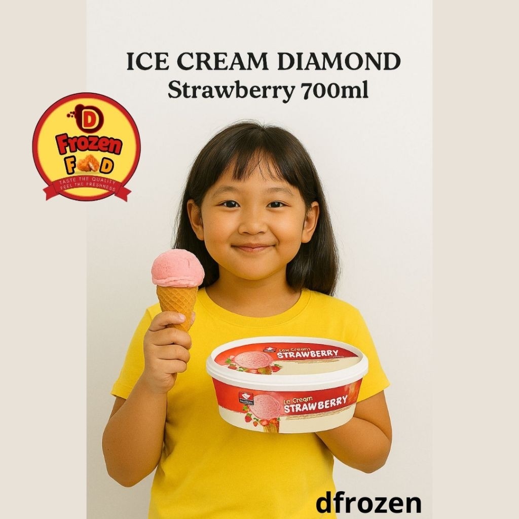Es Krim Diamond Strawberry 700ml es cream box kotak ice cream lembut creamy rasa dan wangi strawberr
