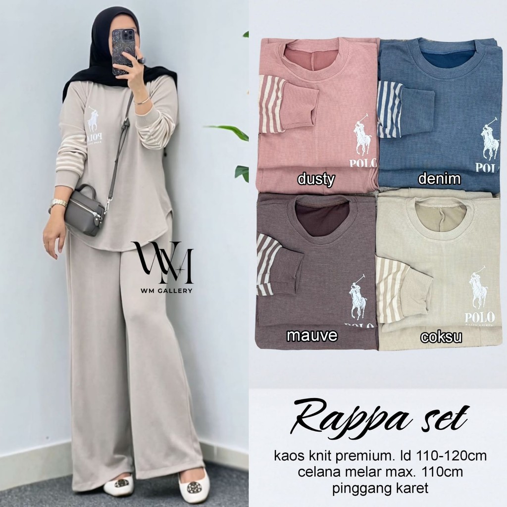 Setelan Wanita Muslim Modis Rappa – Outfit Atasan Tunik + Celana Kulot Bahan Adem untuk Hijabers