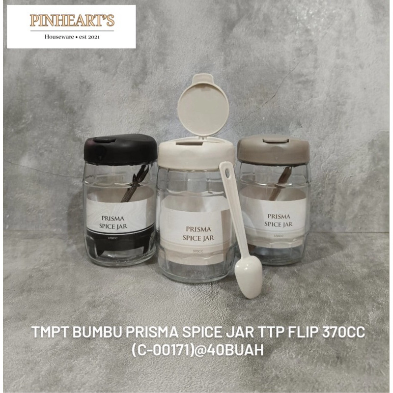 HSO - TEMPAT BUMBU KACA SPICE JAR DENGAN SENDOK / TEMPAT GARAM REMPAH SAUS CABAI KACA + SENDOK UKURA