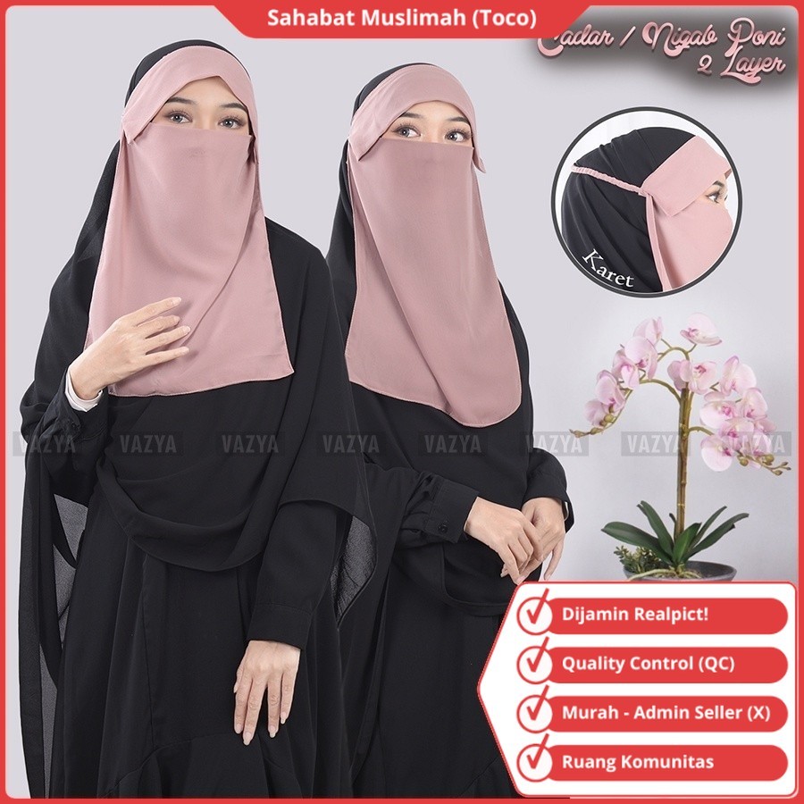 Cadar Tali 2 Layer Niqab Niqob Yaman Nikab Nikob Terbaru 2026 Poni Bahan Ceruty
