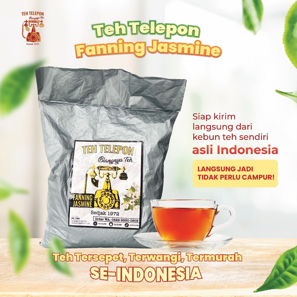 

Teh Telepon Fanning Jasmine - Biangnya Teh Resto Grade Black Tea Assamica 150 gr Kemasan Kecil Sample