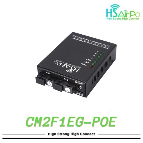 HSAirPo CM2F1EG Poe Gigabit Media Converter 2 Fiber 1 Ethernet 3Km Sc