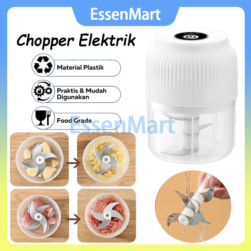 Chopper Elektrik 300ml / Mini Food Chopper Portable / Kaca Penggiling Daging Bumbu