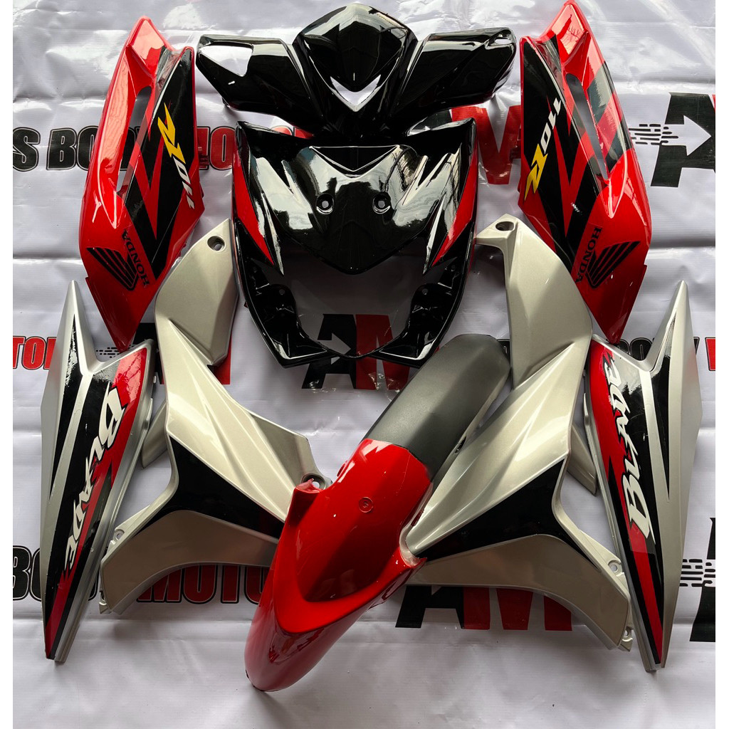 Full Cover Body Halus Honda Blade Lama 110 R 2008 2010 Merah Hitam Silver.