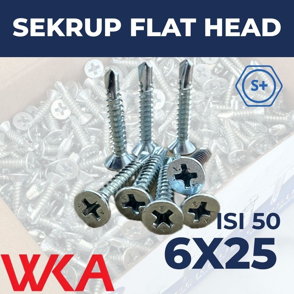 Sekrup Flat Head 2.5cm 6X25 (ISI 50 PCS) - SDS FH / SEKRUP GRC / Sekrup Plafon / Sekrup Holo / Sekru