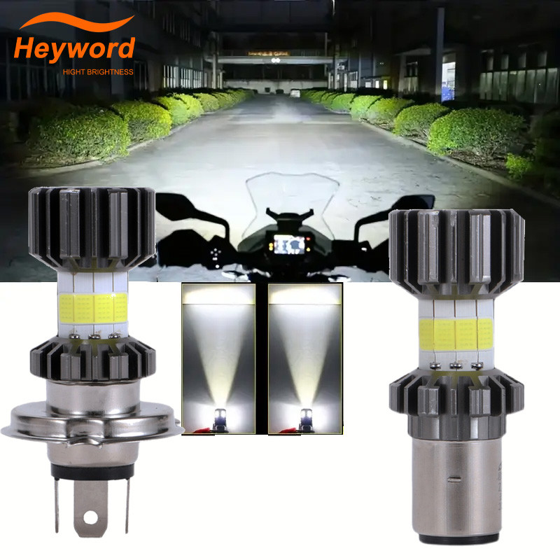 Heyword H4 H6 BA20D LED Motorcycle Light Bulb LED Fisheye Lens Dual Color White White CSP Chip Motor