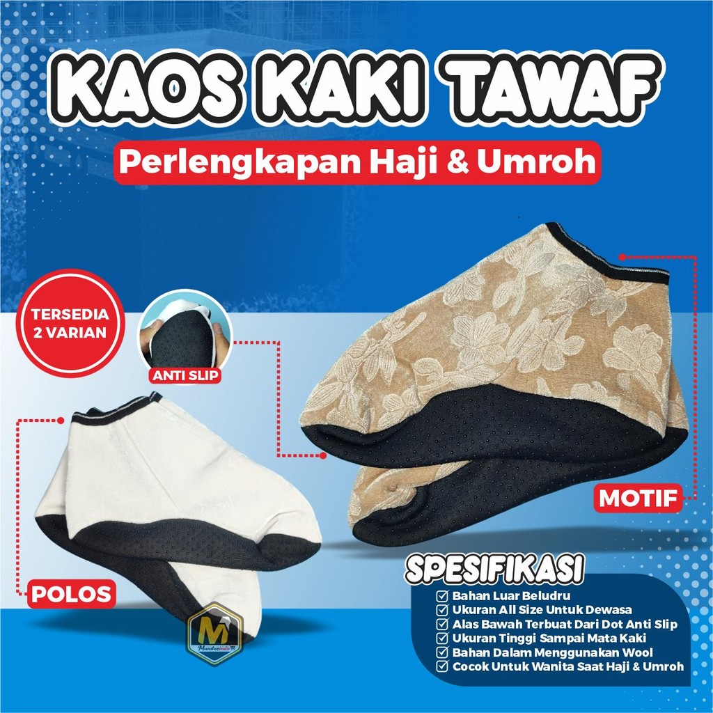 MUMTAZINDO - Kaos Kaki Tawaf Perlengkapan Haji Umroh / Kaos Kaki Tawaf Sa'i Haji Umroh / Alas Kaki T