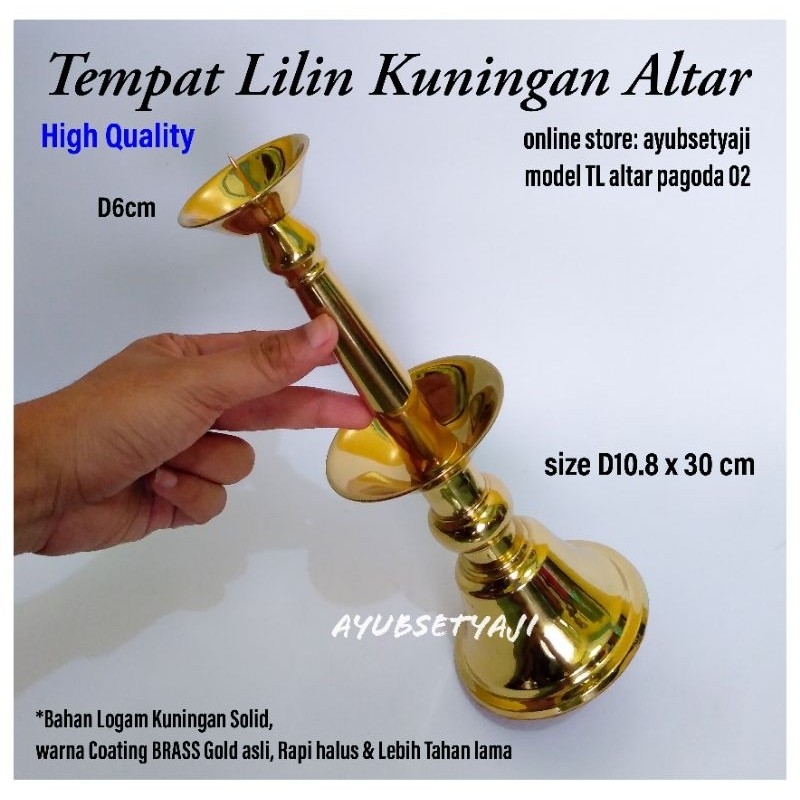 Ready Tempat Lilin Altar Pagoda 02 Kuningan Brass antik Candle Holder Kaki Dian altar gereja dekoras