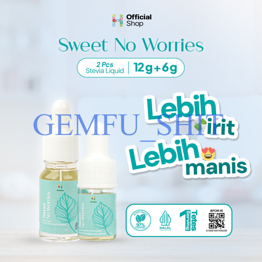 Buy 1 Get 1 - Herbalant Stevia BPOM 12g & 6g  | Stevia Cair | 0 Calories | Gula diet | Gula stevia