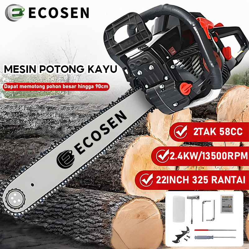 ECOSEN Alat Pemotong Gergaji Lanjut Bensin Portabel 20/22/24 Inci Asli Baja Mini/Gergaji Mesin/Mesin