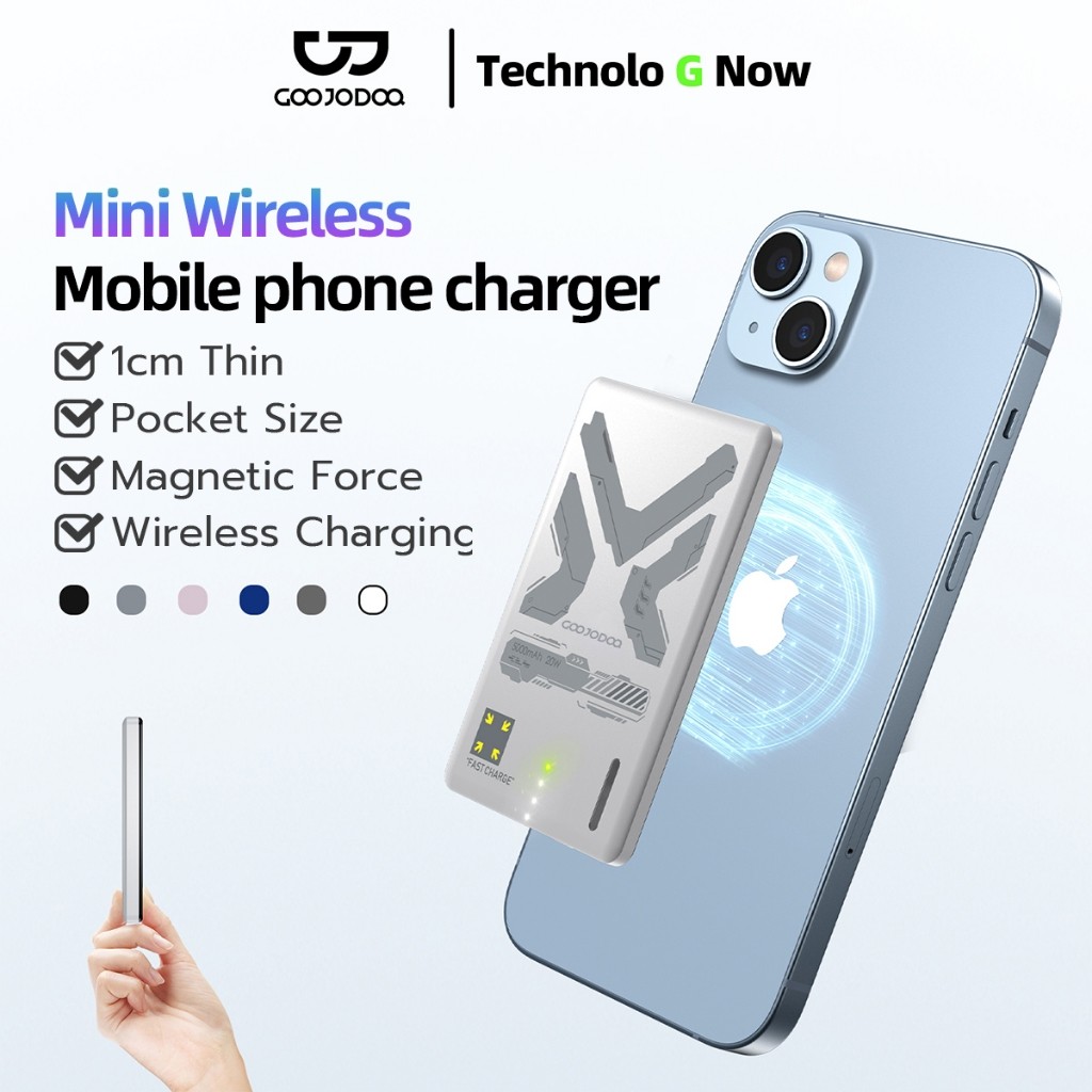 GOOJODOQ 10000mAh Ultra Thin Power Bank Portable Convenient Wireless Magnetic Power Bank for iPhone 