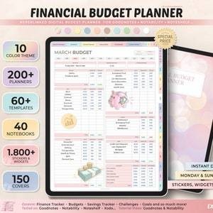 Digital Financial Budget Planner, Undated Digital Planner, Finance Tracker, Goodnotes Template, Port