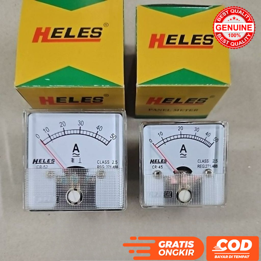 Heles Ampere Meter Analog Ampermeter CR-45 CR-52 Panel Meter 50A