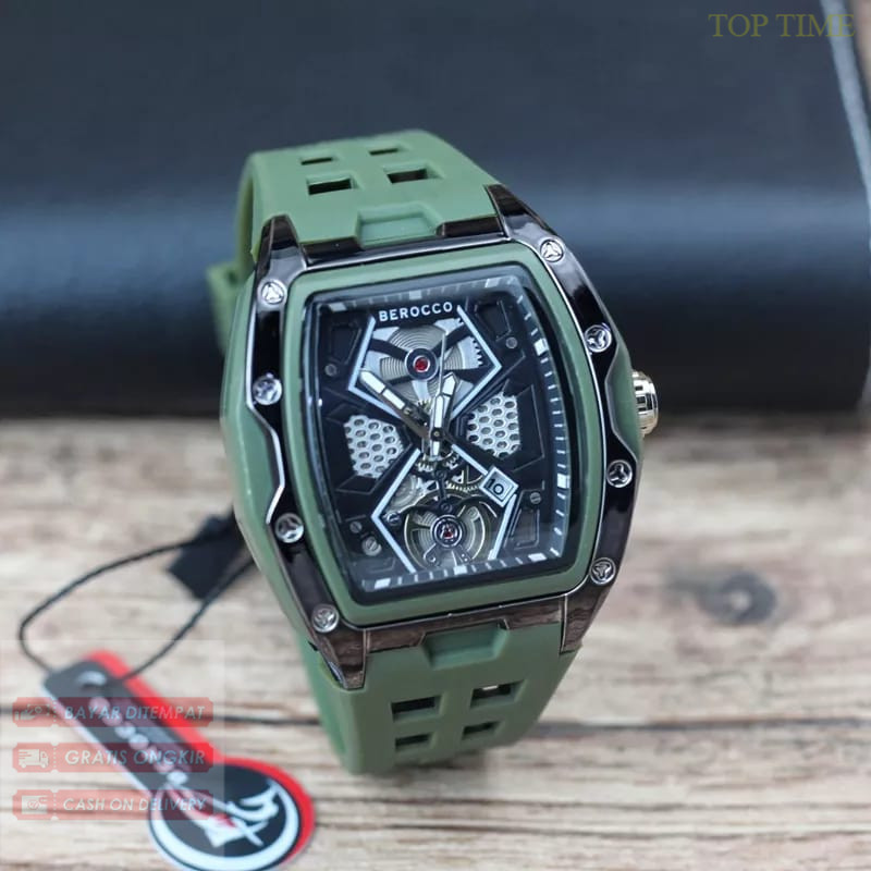 Jam Tangan Pria Berocco Model Rm Sport Tali Rubber Body Karet Chrono Variasi Tanggal Aktif ||JAM TAN