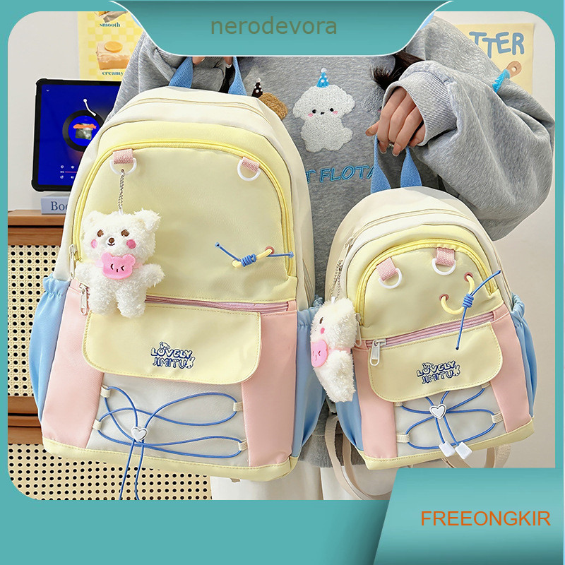 .【Ready】Ins Tas Sekolah Pink Kapasitas Besar Tas Ransel Mini Wanita Baru Yang Lucu Pink Tas Sekolah 