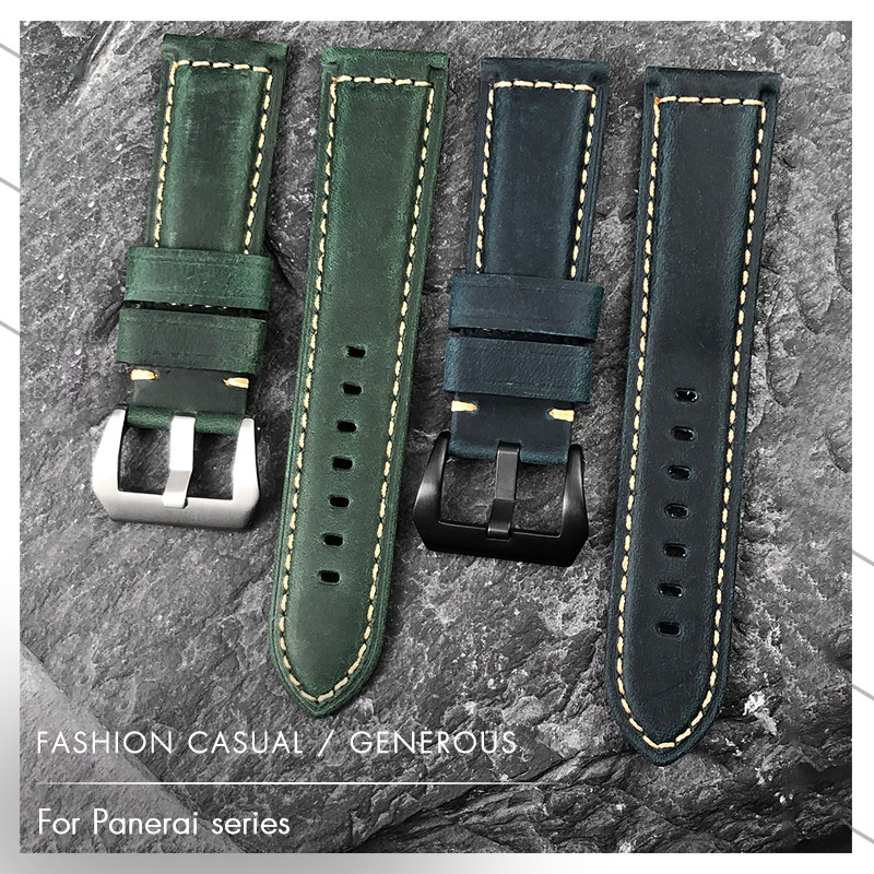 For PAM 441/1314 Panerai Luminor Marina 24mm 25mm 26mm Black Brown Cow leather Wat Strap Band