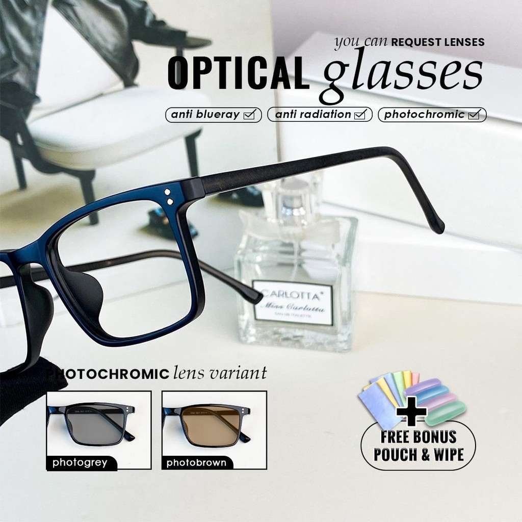 (Free Box & Lap) Kacamata Photocromic Anti Radiasi kaca mata Minus Wanita Pria Cowok Elastik Matahar