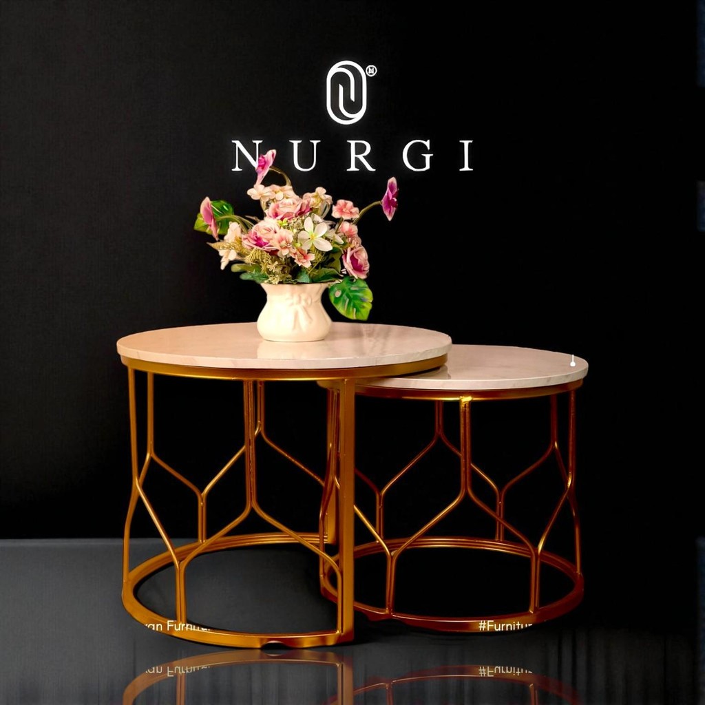 MEJA TAMU MINIMALIS BULAT COUPLE GOLD NG-005 besi furniture Table furniture ruang tamu/meja tamu aes