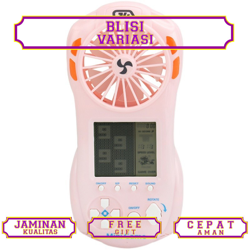 Mini Fan Portable Tetris Bricks Game Kipas Genggam Kecil Konsol Game Genggam Game Kecil