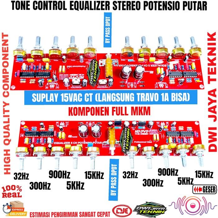 Tone Control Equalizer 5 channel Stereo Potensio Putar Equalizer 5 ch CVJA