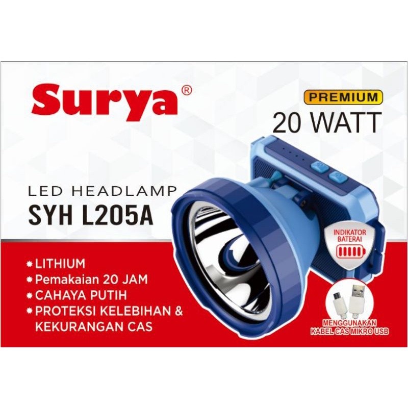 Headlamp/Senter Kepala SURYA SYH L205A 20WATT - CAHAYA PUTIH