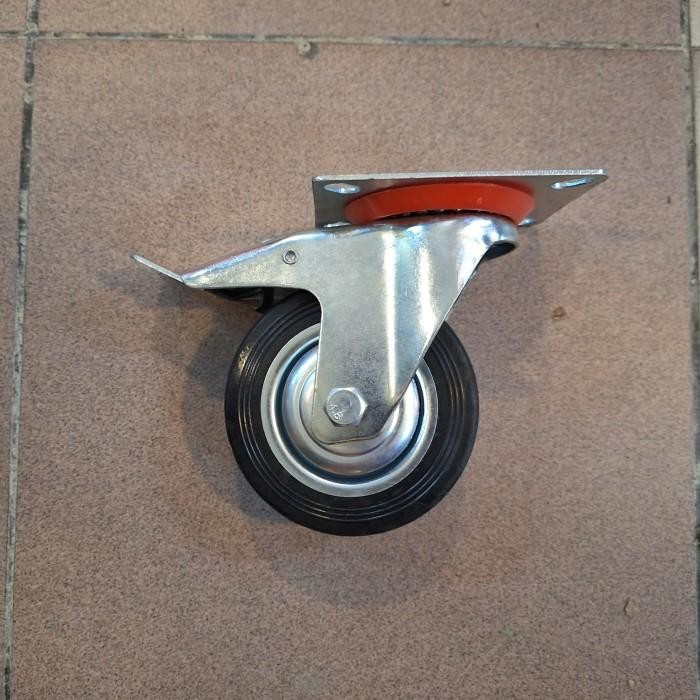 Roda Caster Etalase / Roda Caster Troli / Roda Caster Karet 4 Inch Hidup+Rem