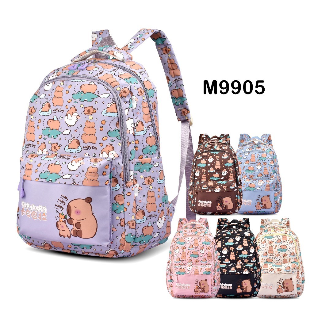 History Bags Surabaya-Tas Ransel Sekolah Capybara M9905 Tas Backpack Sekolah Anak SD Tas Ransel Cowo