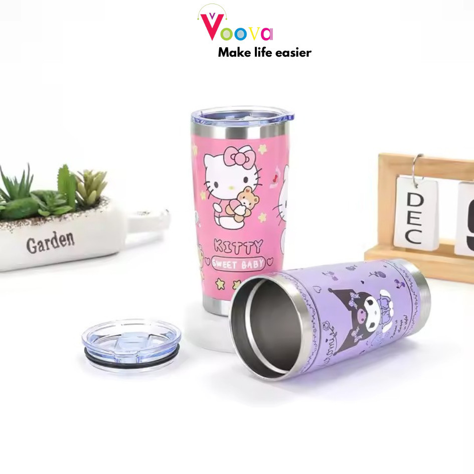 VOOVA Tumbler Kartun Stainless Steel/ Tumbler Stainless Steel 304/ Tumbler Karakter Anak Botol Minum