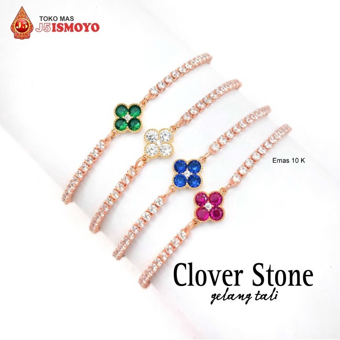 Gelang Tali Serut Kombinasi Emas Clover Stone J5 Ismoyo