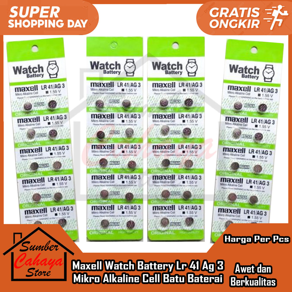 Maxell Watch Battery Batu Baterai Jam tangan Kalkulator Kecil Lr41 Ag3 Batre Watch Pocket Small Mikr
